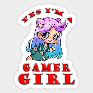 Yes Im A Gamer Girl Sly Red Sticker